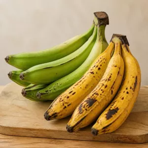 Régime de bananes plantain vertes et mûres